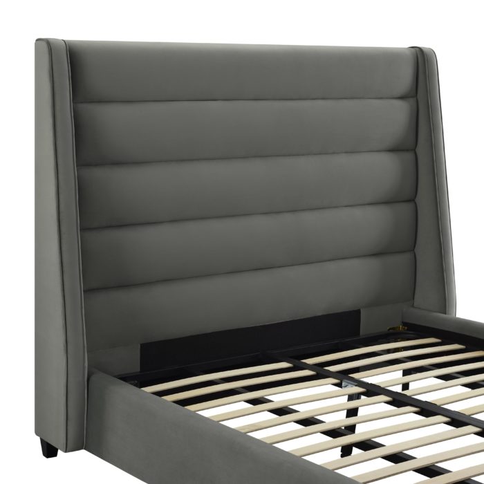 KOAH GREY VELVET BED IN QUEEN - Image 7