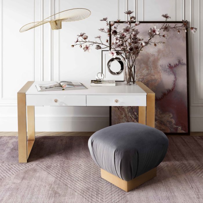 Kallie White Lacquer Desk - Image 2