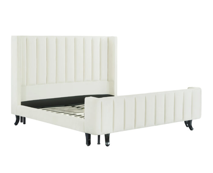 WAVERLY CREAM VELVET BED IN QUEEN - Image 5