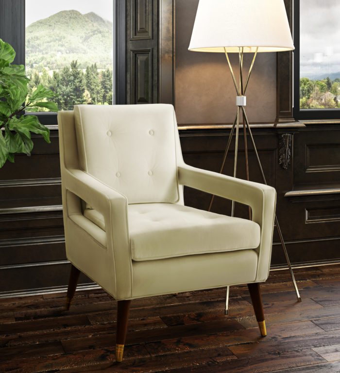 DRAPER CREAM VELVET CHAIR - Image 2