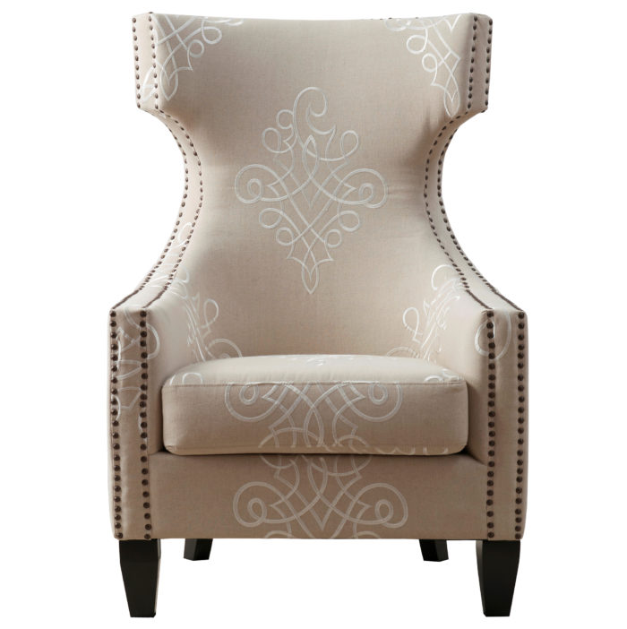 GRAMERCY EMBROIDERED LINEN WING CHAIR - Image 9