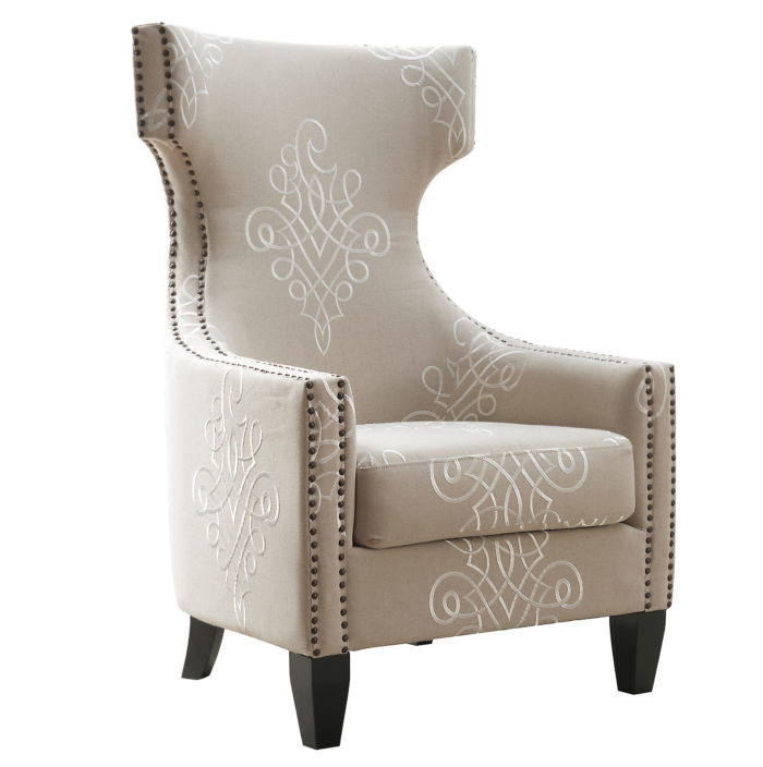 GRAMERCY EMBROIDERED LINEN WING CHAIR - Image 10