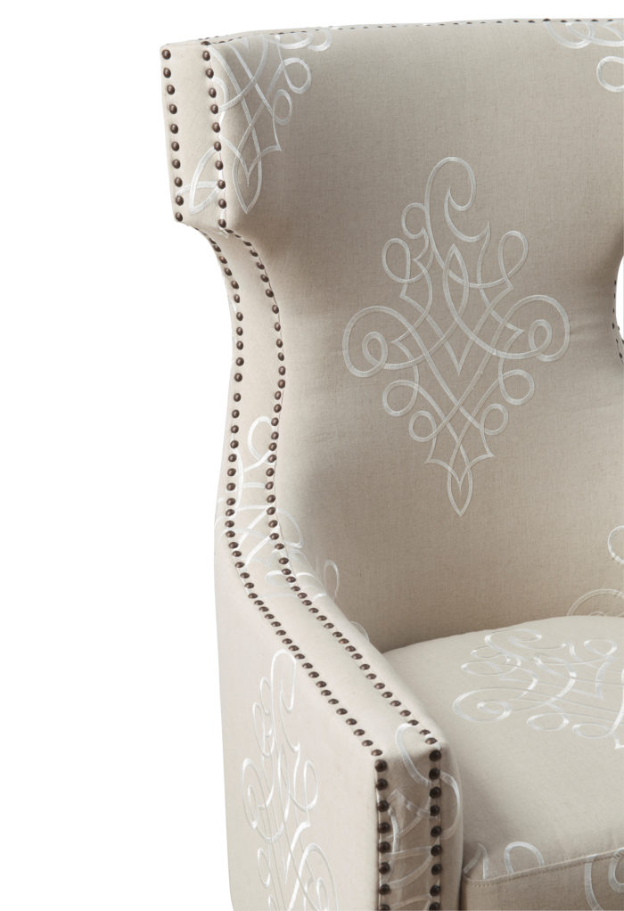GRAMERCY EMBROIDERED LINEN WING CHAIR - Image 11