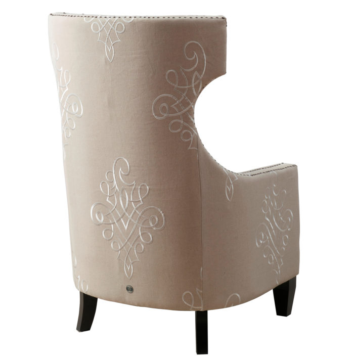 GRAMERCY EMBROIDERED LINEN WING CHAIR - Image 3