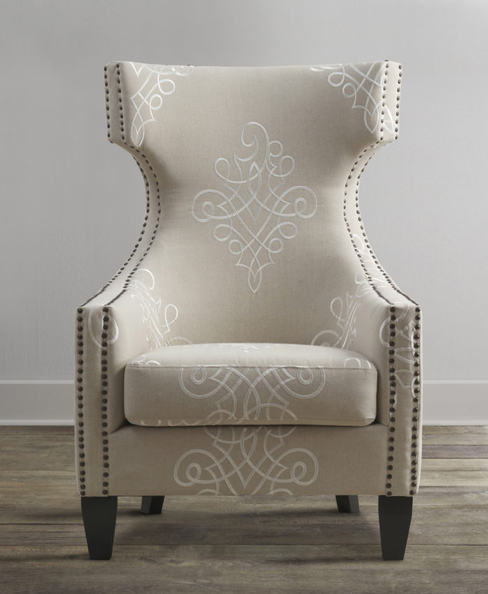 GRAMERCY EMBROIDERED LINEN WING CHAIR - Image 5