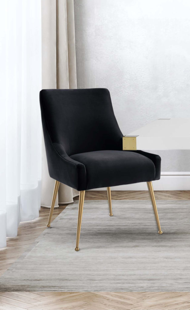 BEATRIX BLACK VELVET SIDE CHAIR Michele Pelafas