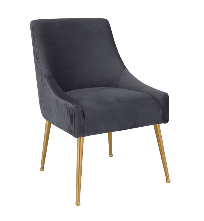 BEATRIX PLEATED DARK GREY VELVET SIDE CHAIR