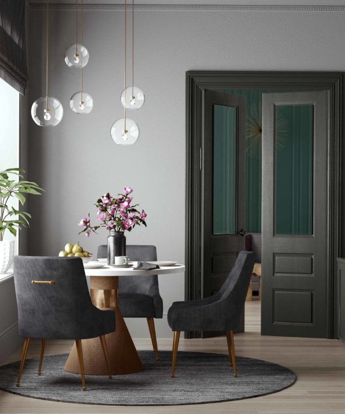 BEATRIX PLEATED DARK GREY VELVET SIDE CHAIR - Image 2