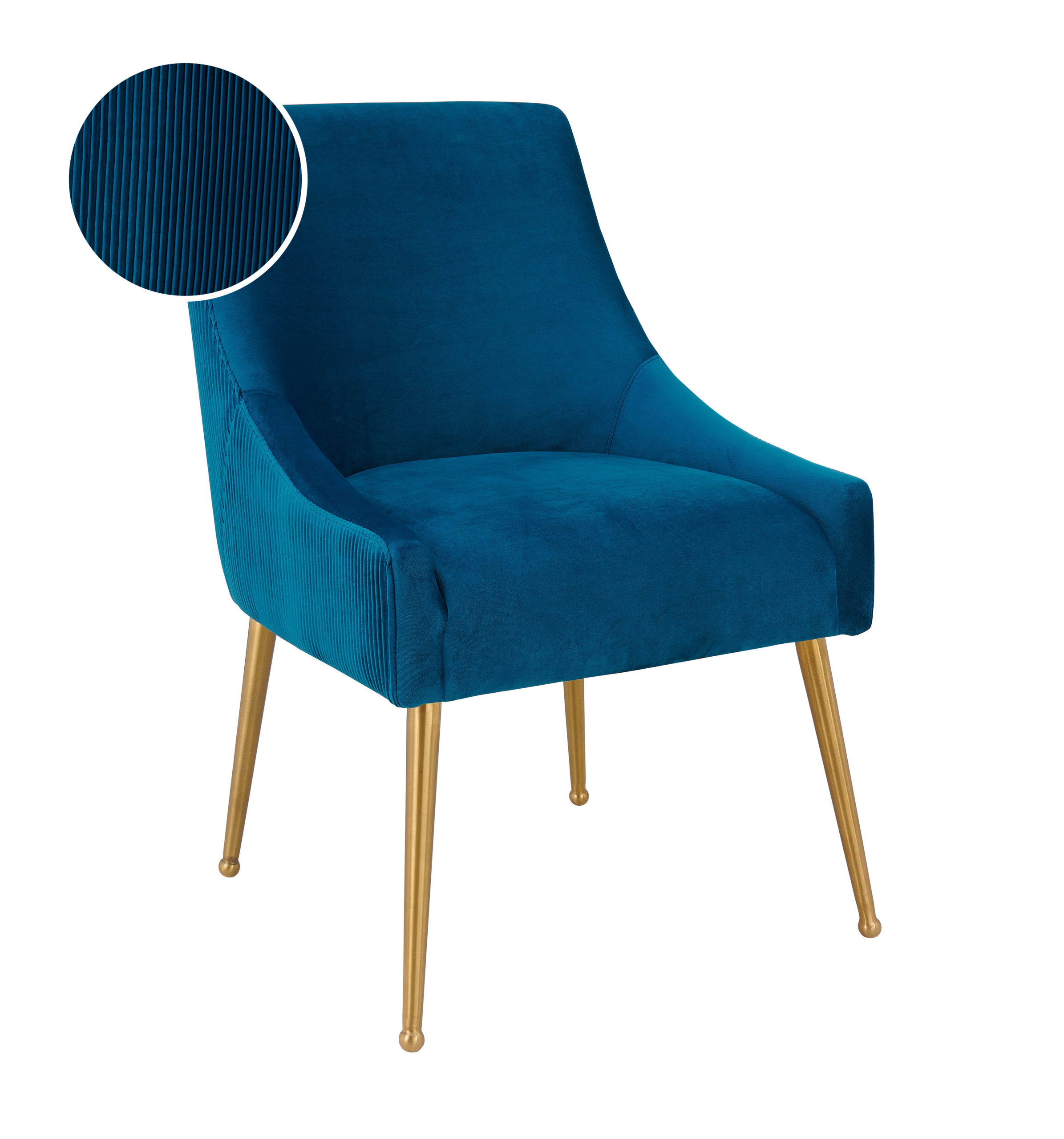 BEATRIX PLEATED NAVY VELVET SIDE CHAIR - Image 4