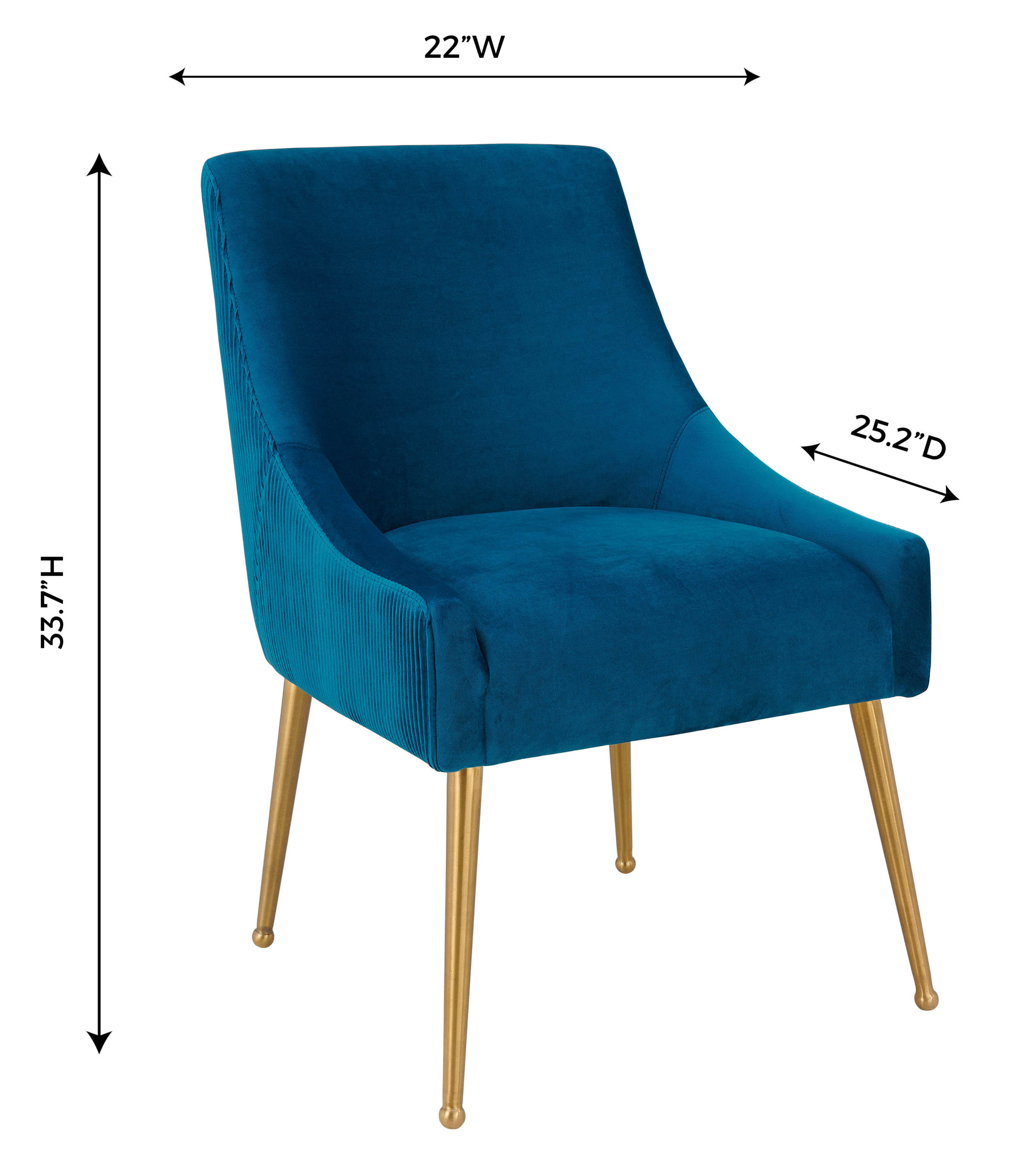 BEATRIX PLEATED NAVY VELVET SIDE CHAIR - Image 5