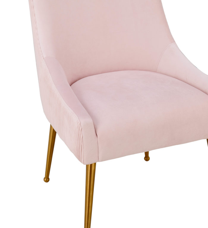 BEATRIX PLEATED BLUSH VELVET SIDE CHAIR - Image 3