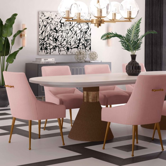 BEATRIX PLEATED BLUSH VELVET SIDE CHAIR - Image 2