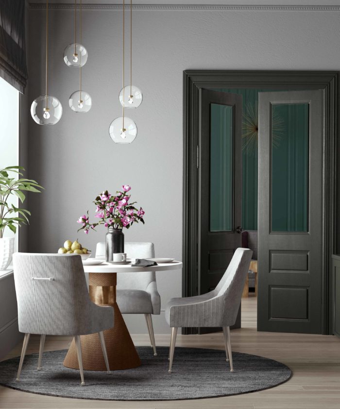 BEATRIX PLEATED LIGHT GREY VELVET CHAIR - SILVER LEGS - Image 2