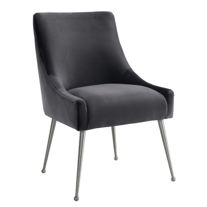 BEATRIX GREY VELVET CHAIR WITH SILVER LEGS - Image 8