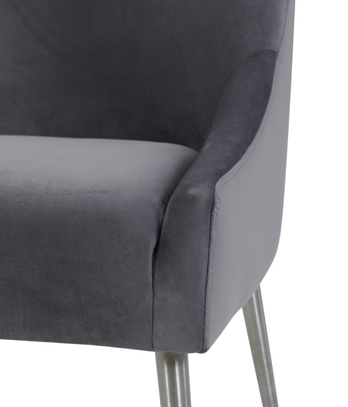 BEATRIX GREY VELVET CHAIR WITH SILVER LEGS - Image 4