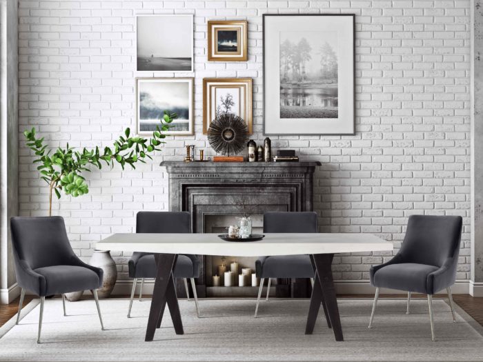 BEATRIX GREY VELVET CHAIR WITH SILVER LEGS - Image 5
