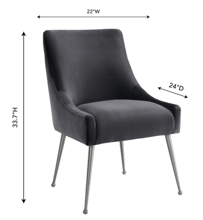 BEATRIX GREY VELVET CHAIR WITH SILVER LEGS - Image 7