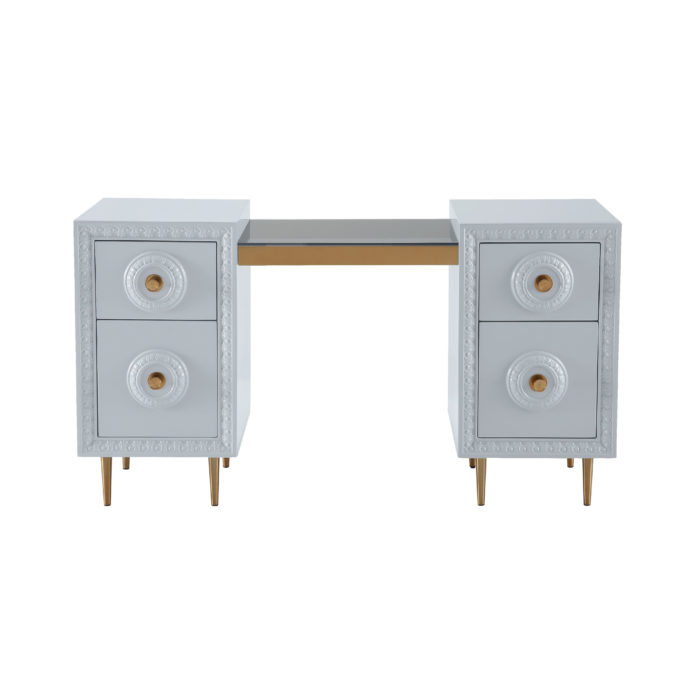 BOVEY LIGHT GREY LACQUER DESK - Image 4