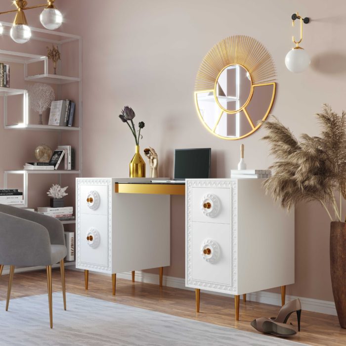 BOVEY WHITE LACQUER DESK - Image 2