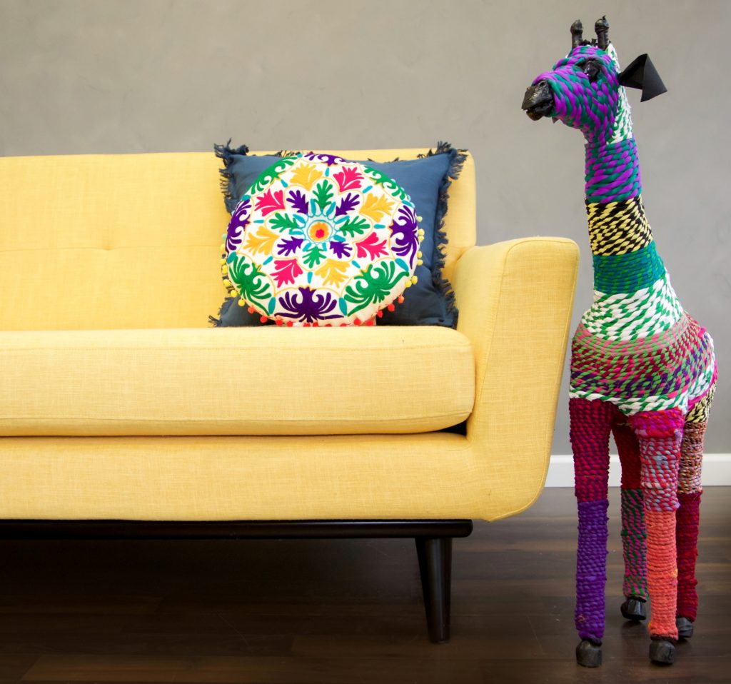 JAMES MUSTARD YELLOW LINEN SOFA Michele Pelafas