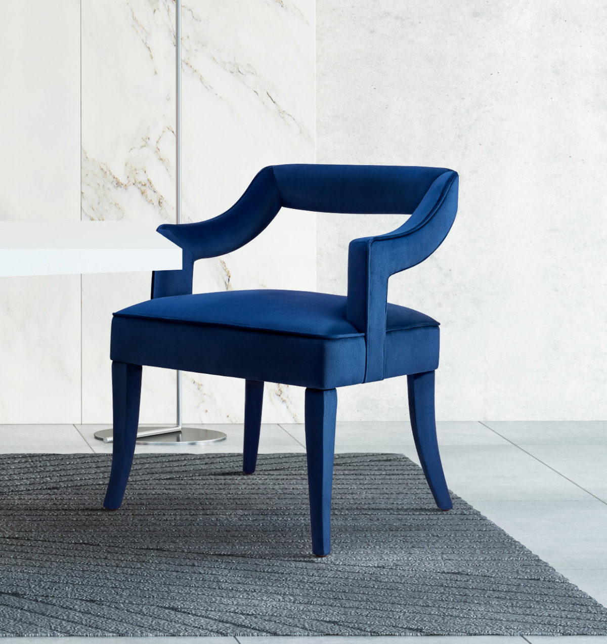 TIFFANY NAVY VELVET CHAIR Michele Pelafas