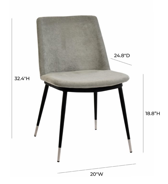 EVORA GREY VELVET CHAIR - SILVER LEGS (SET OF 2) - Image 8