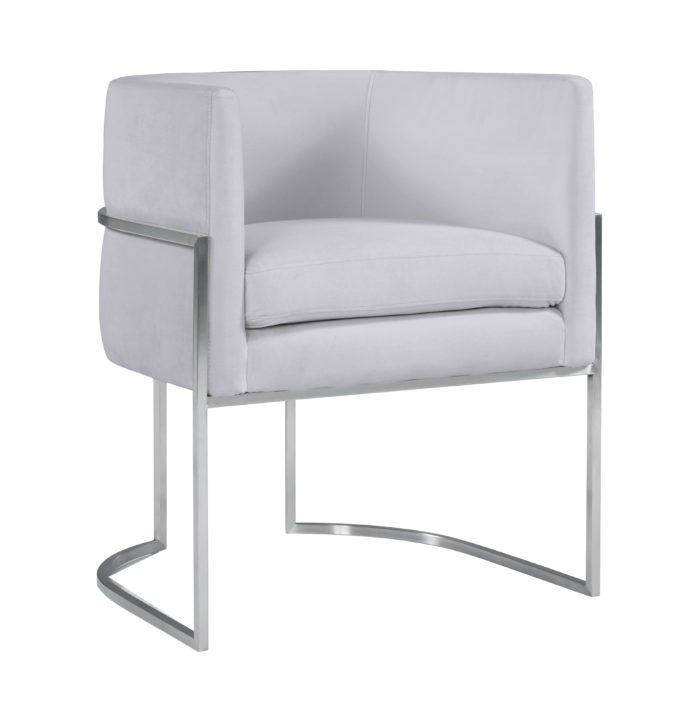 GISELLE GREY VELVET CHAIR - SILVER FRAME