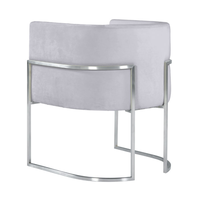 GISELLE GREY VELVET CHAIR - SILVER FRAME - Image 4