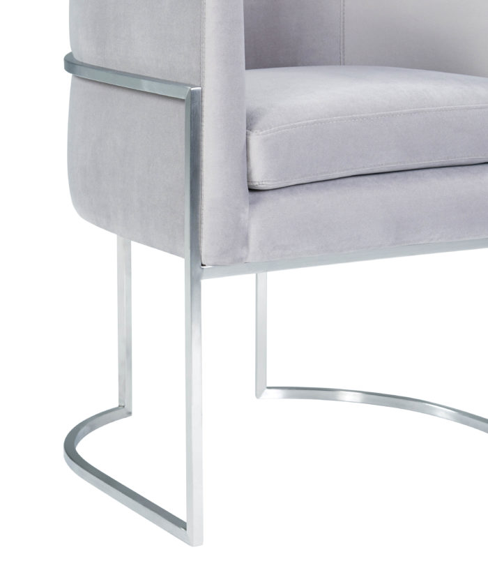 GISELLE GREY VELVET CHAIR - SILVER FRAME - Image 5