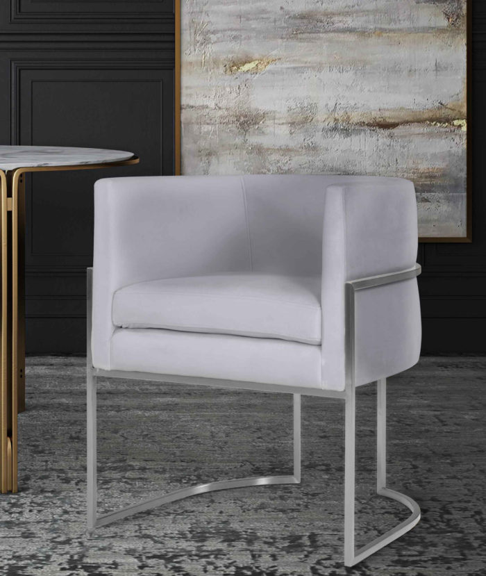 GISELLE GREY VELVET CHAIR - SILVER FRAME - Image 2