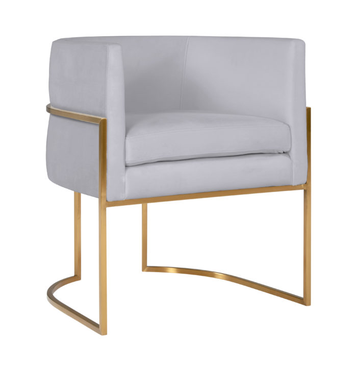 GISELLE GREY VELVET CHAIR - GOLD FRAME