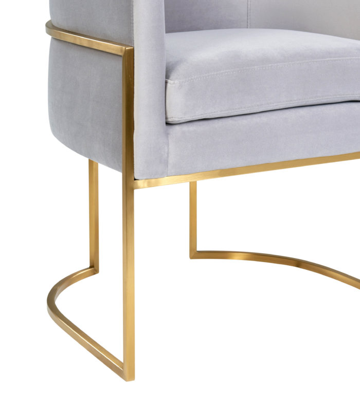 GISELLE GREY VELVET CHAIR - GOLD FRAME - Image 5