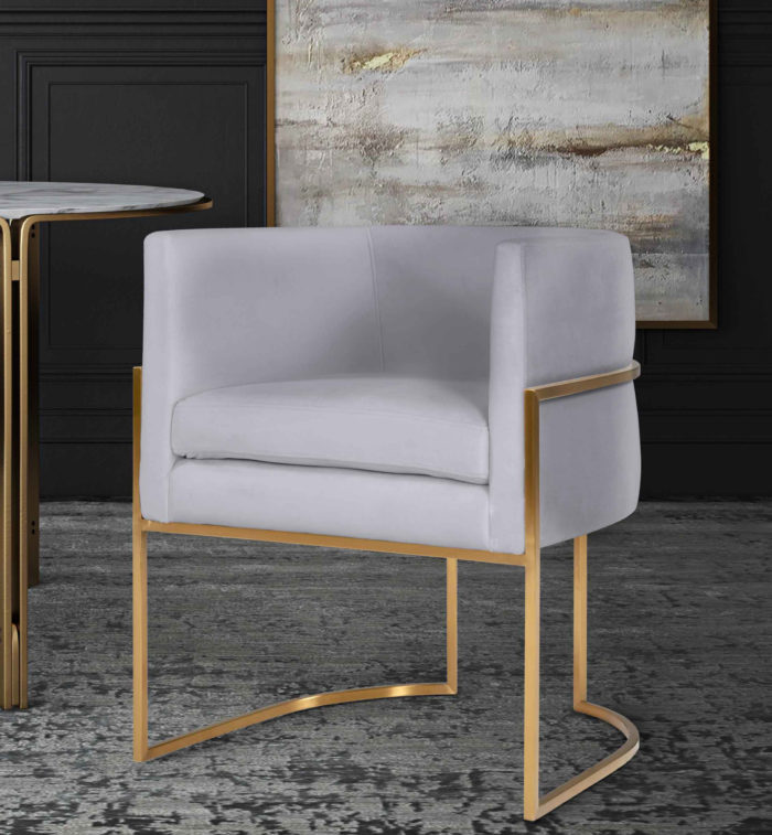 GISELLE GREY VELVET CHAIR - GOLD FRAME - Image 2