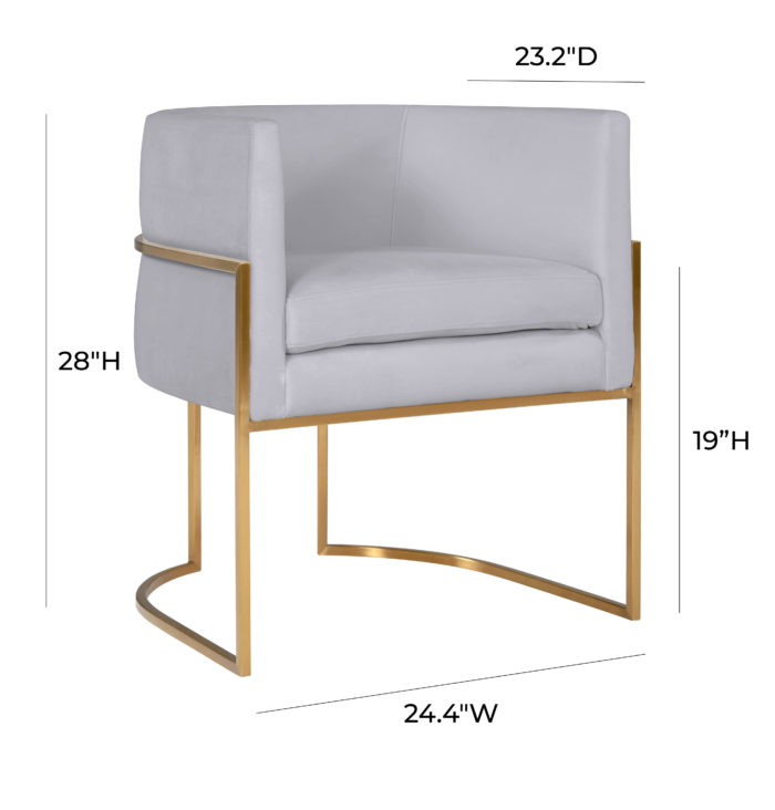 GISELLE GREY VELVET CHAIR - GOLD FRAME - Image 8