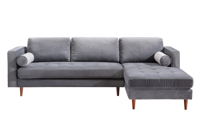 COMO GREY VELVET SECTIONAL RAF - Image 7