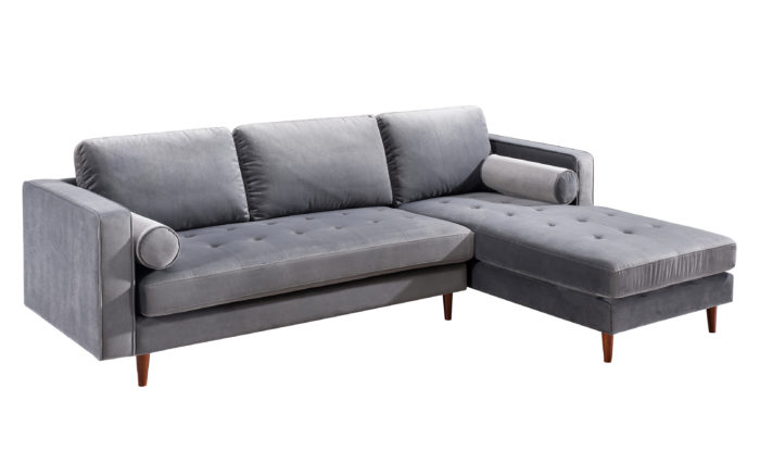 COMO GREY VELVET SECTIONAL RAF - Image 2