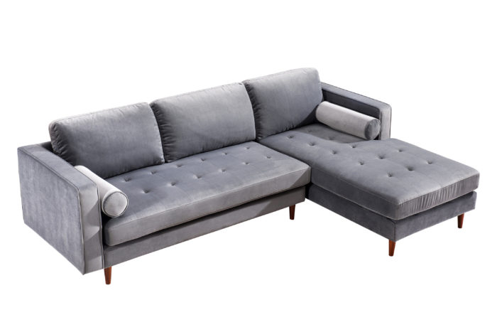 COMO GREY VELVET SECTIONAL RAF - Image 3