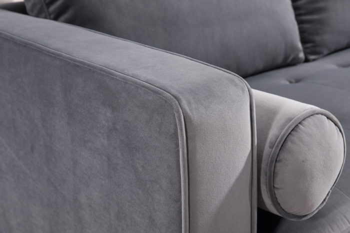 COMO GREY VELVET SECTIONAL RAF - Image 5