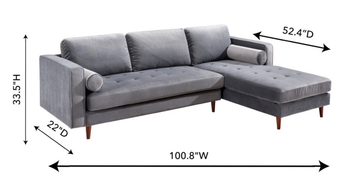 COMO GREY VELVET SECTIONAL RAF - Image 8