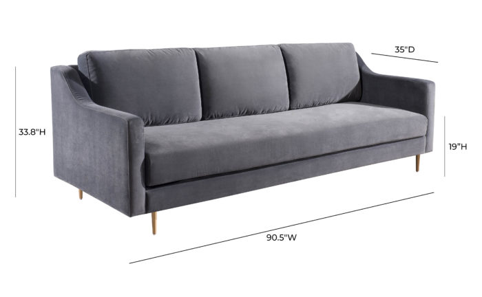 MILAN GREY VELVET SOFA - Image 9