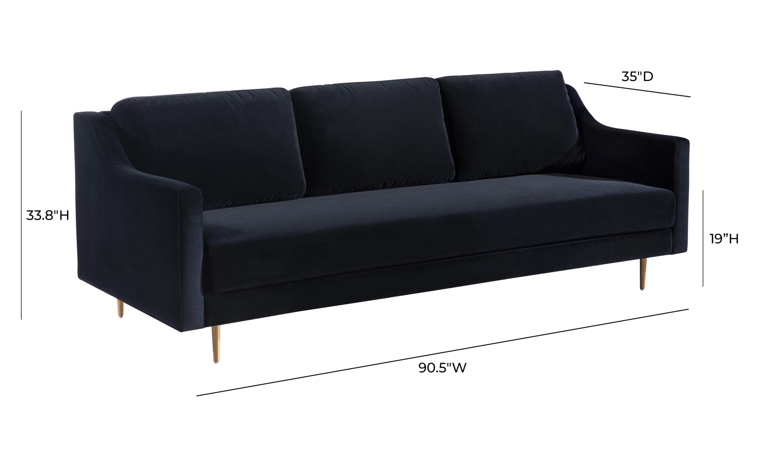 MILAN BLACK VELVET SOFA Michele Pelafas
