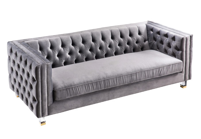 RIMINI GREY VELVET SOFA - Image 2