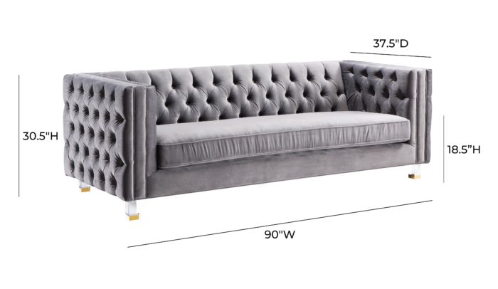 RIMINI GREY VELVET SOFA - Image 7