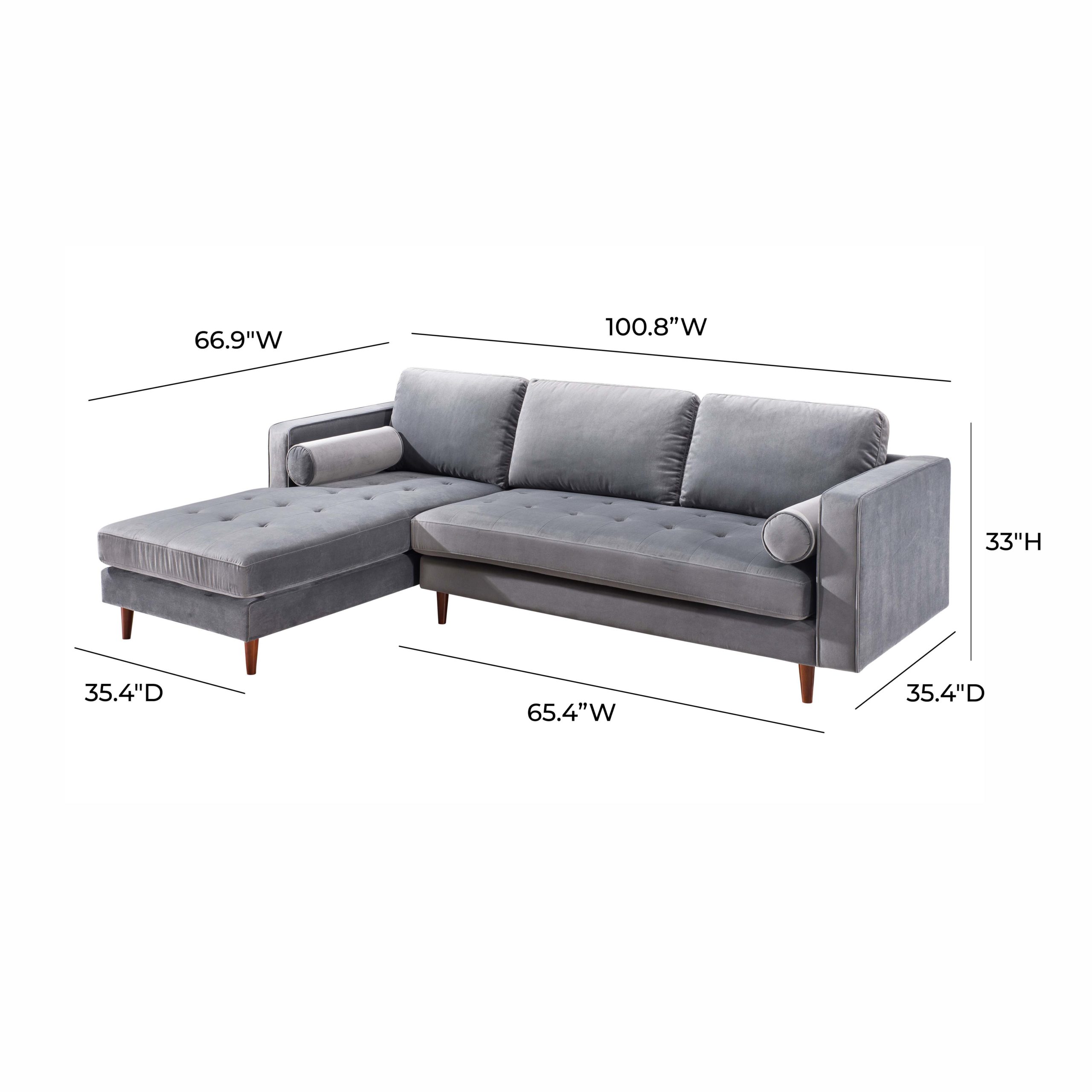COMO GREY VELVET SECTIONAL LAF - Image 7