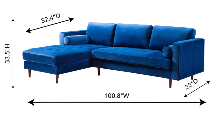 COMO NAVY VELVET SECTIONAL LAF - Image 9