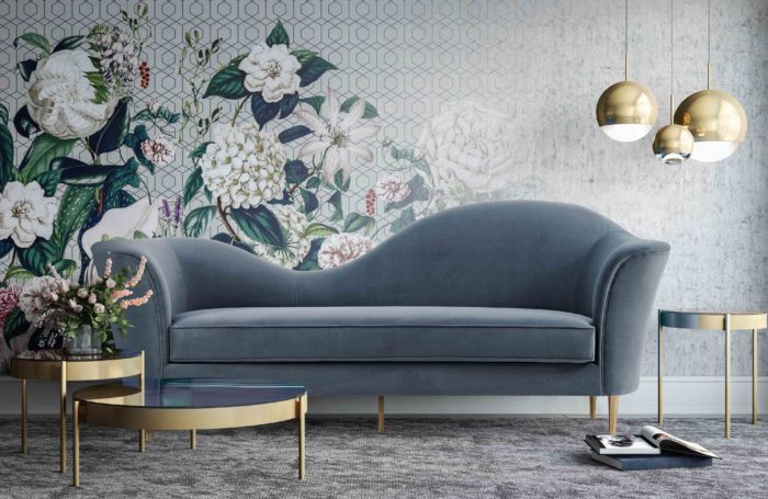 PLATO GREY VELVET SOFA