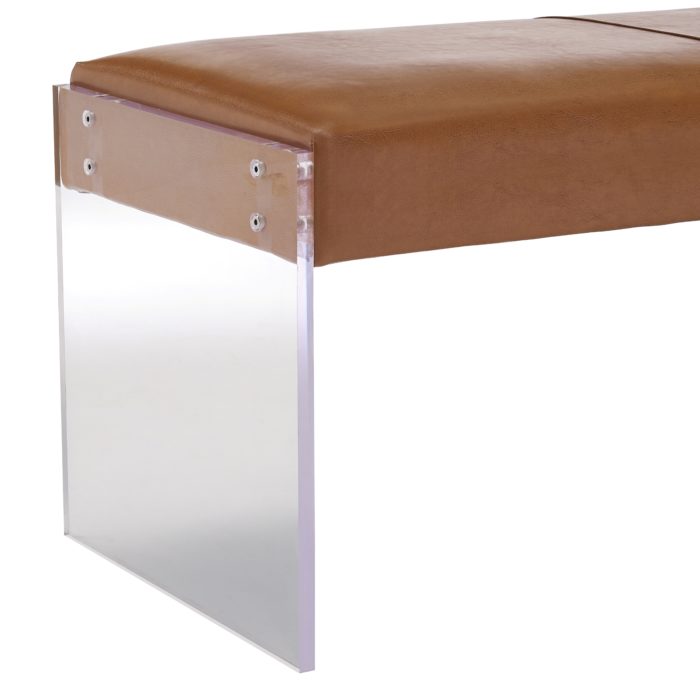 Envy Acrylic Bench With Brown Leather - Image 2