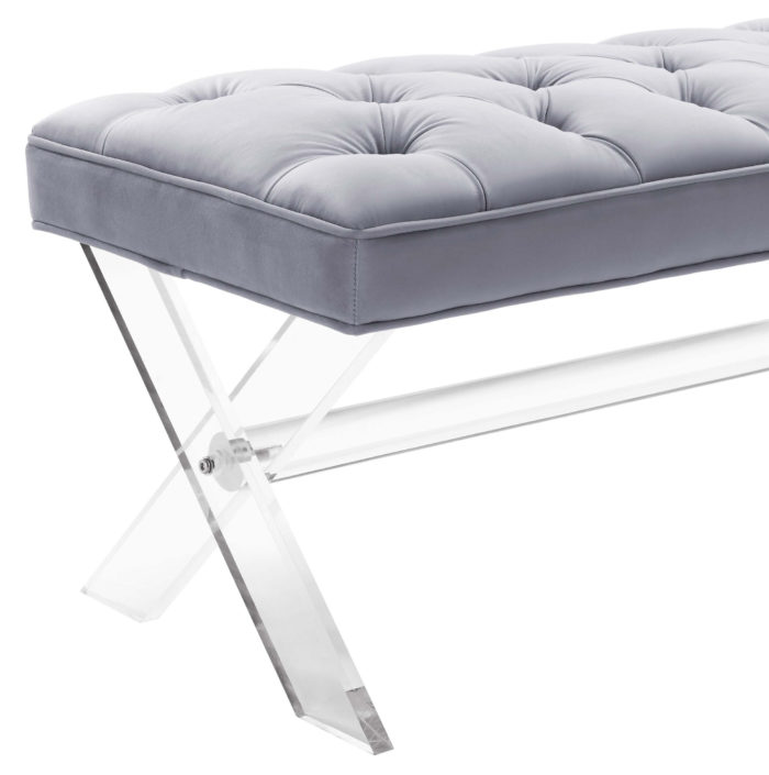 CLAIRA GREY LUCITE BENCH - Image 4