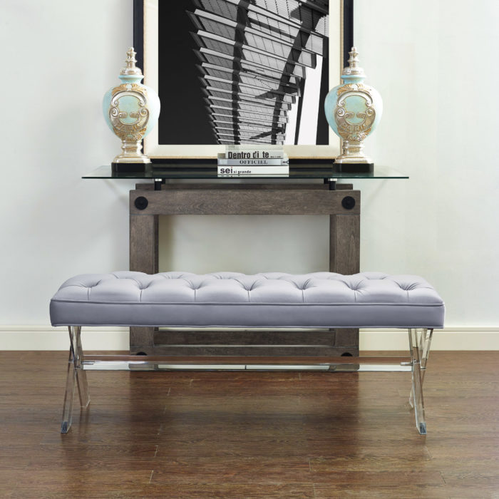 CLAIRA GREY LUCITE BENCH - Image 2