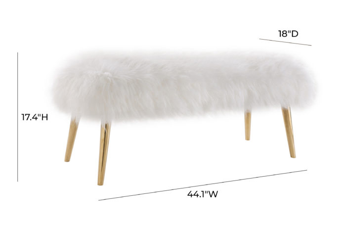 CHURRA WHITE SHEEPSKIN BENCH WITH GOLD LEGS - Image 5